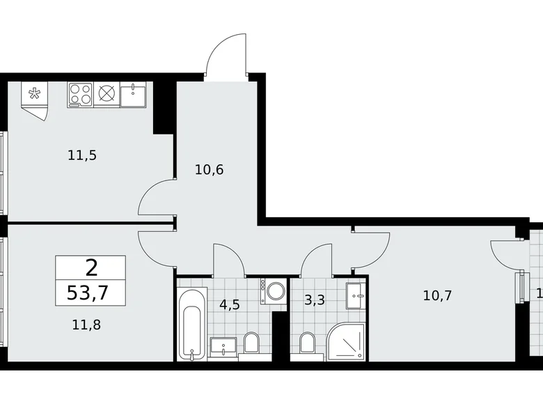 Mieszkanie 2 pokoi 54 m² Kommunarka, Rosja