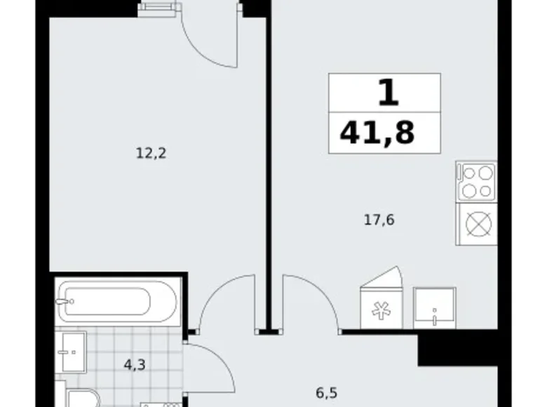 Mieszkanie 1 pokój 42 m² Troick, Rosja