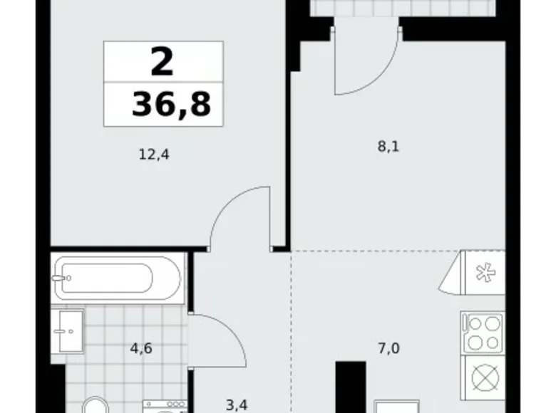 Apartamento 2 habitaciones 37 m² Kommunarka, Rusia
