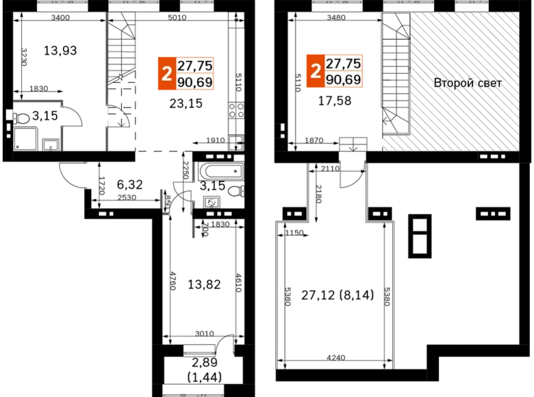 Apartamento 3 habitaciones 91 m² Odincovskij gorodskoj okrug, Rusia