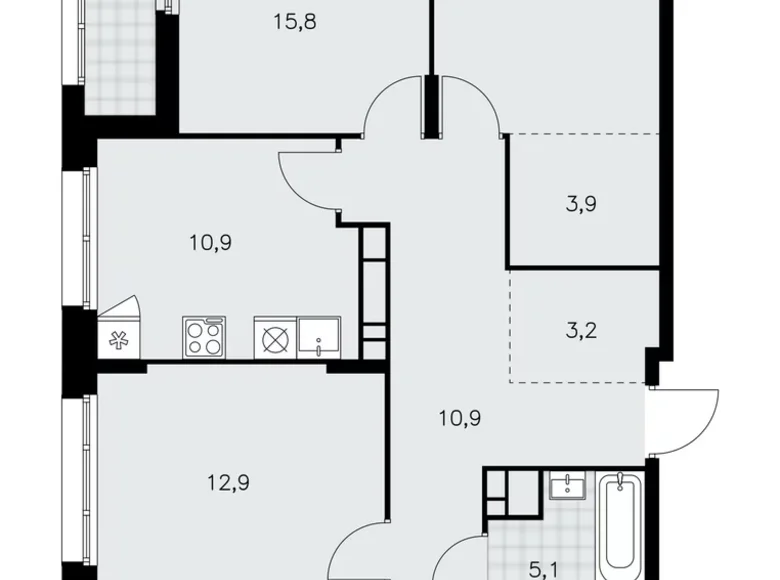 Mieszkanie 4 pokoi 98 m² Kommunarka, Rosja