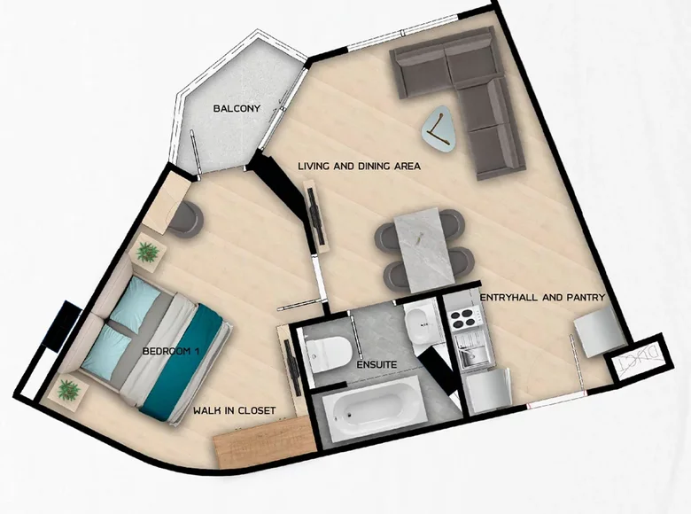 Apartamento 1 habitación 45 m² Rawai, Tailandia