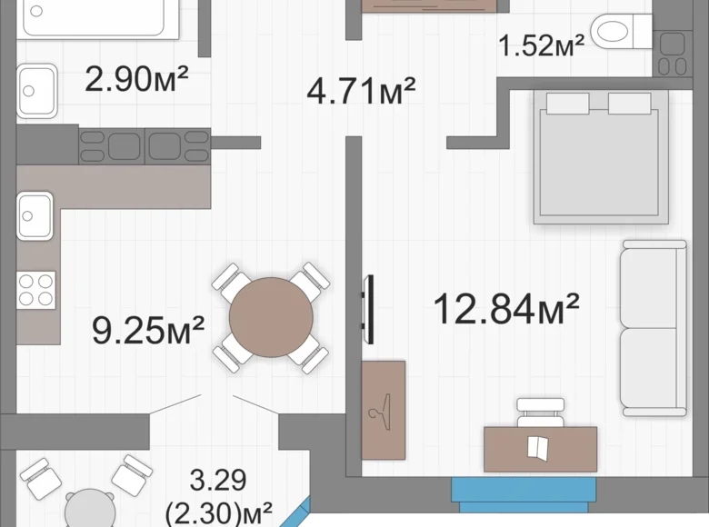 Apartamento 1 habitación 34 m² Viazan, Belarús