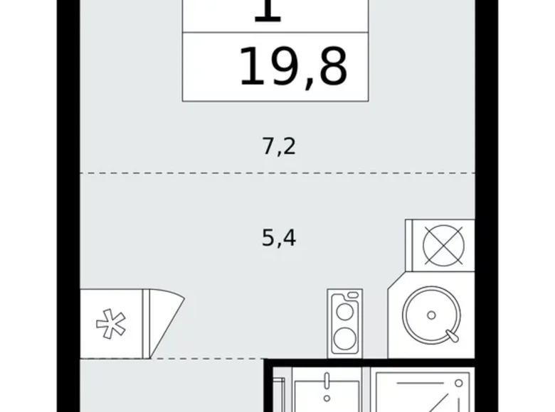 1 room apartment 20 m² Kommunarka, Russia