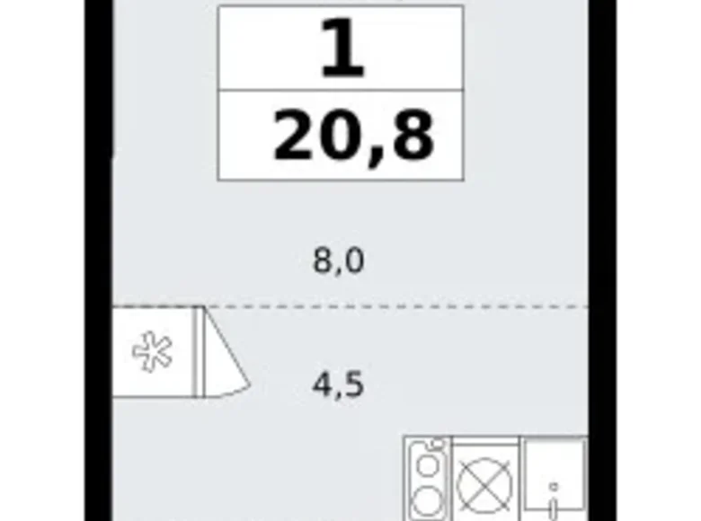 Mieszkanie 1 pokój 21 m² Kommunarka, Rosja