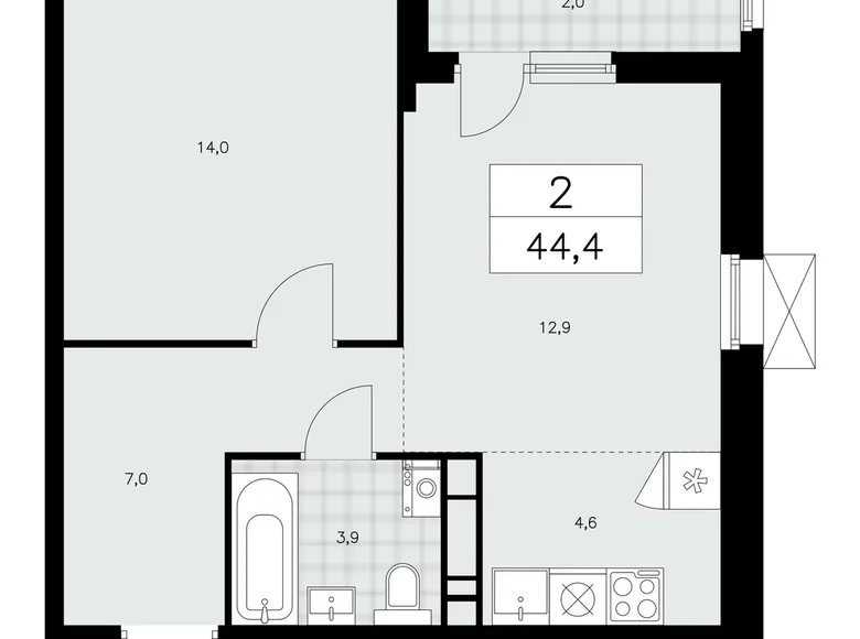 Квартира 2 комнаты 44 м² район Коммунарка, Россия