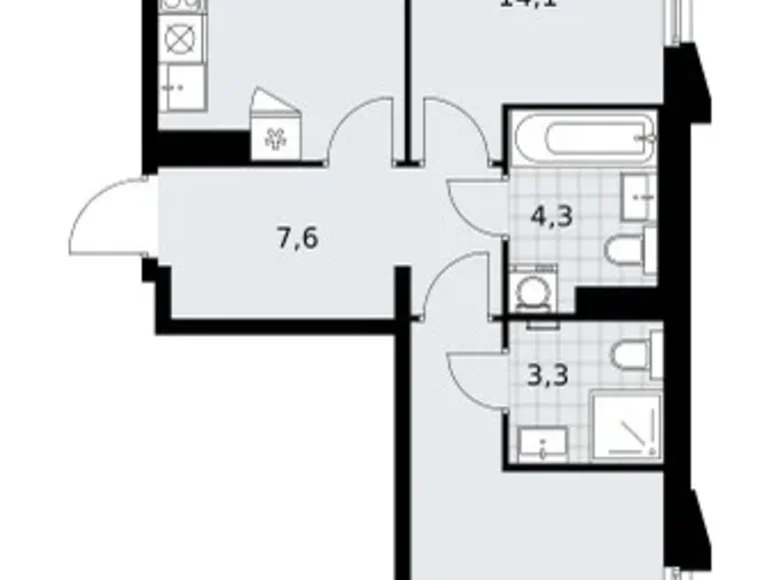 Wohnung 2 zimmer 59 m² Troizk, Russland