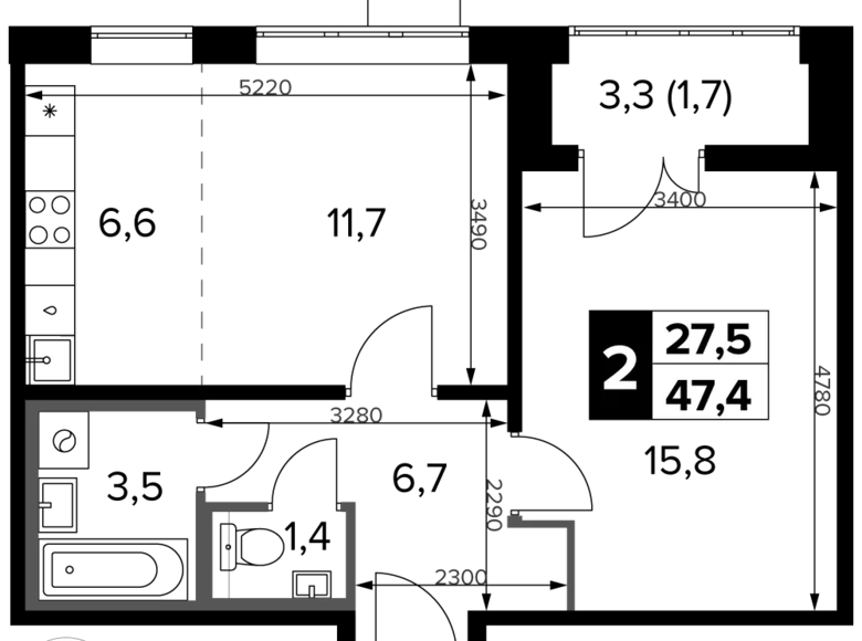 Apartamento 2 habitaciones 47 m² Sapronovo, Rusia
