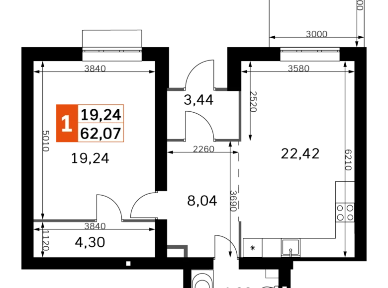 Appartement 2 chambres 62 m² Odincovskij gorodskoj okrug, Russie
