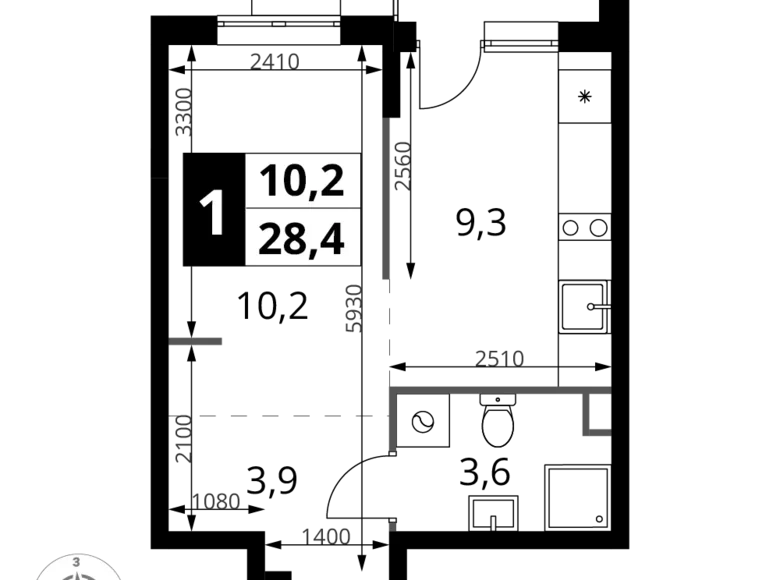 Studio 1 chambre 28 m² Khimki, Russie