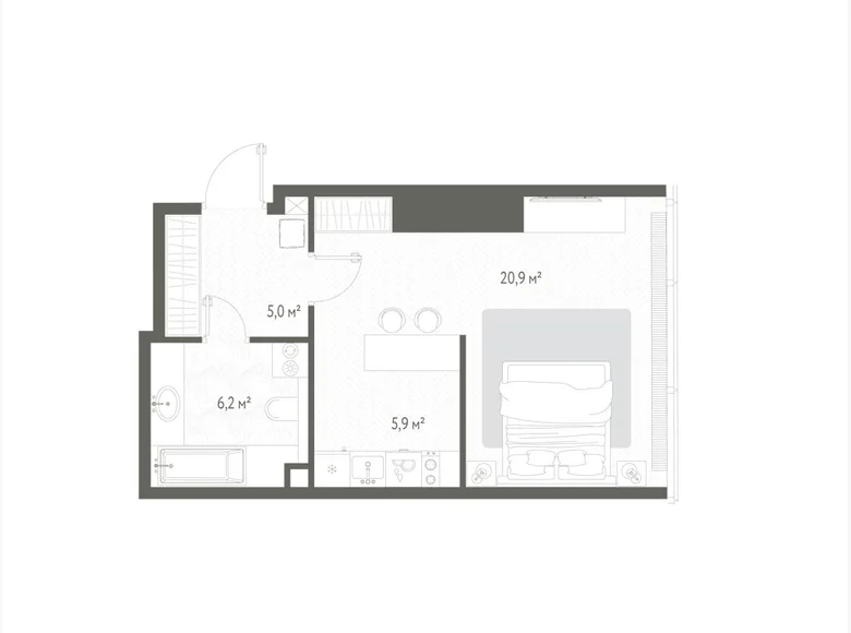 Apartamento 1 habitación 38 m² Rusia, Rusia
