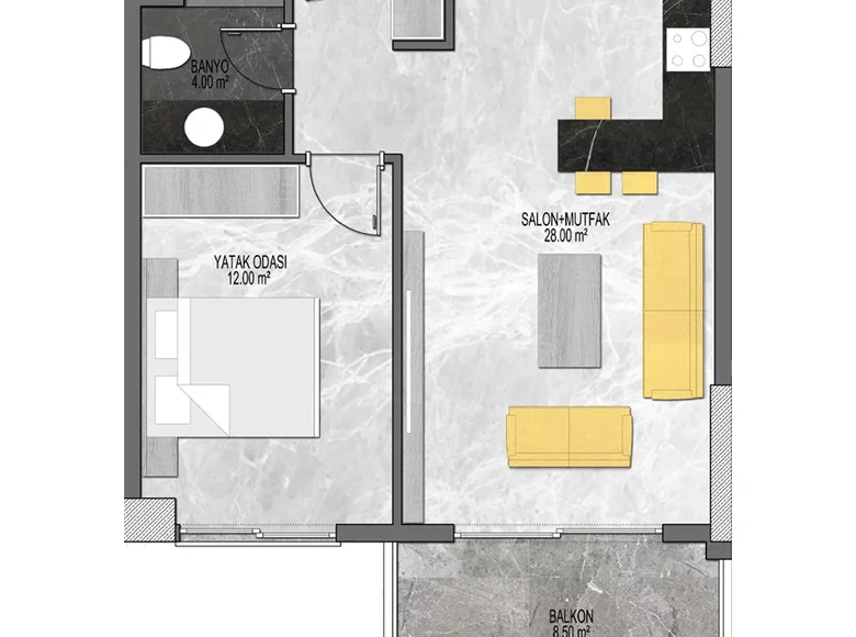 Mieszkanie 2 pokoi 92 m² Alanya, Turcja
