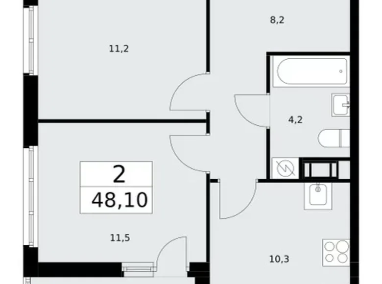 Wohnung 2 zimmer 48 m² Krasnoje Selo, Russland