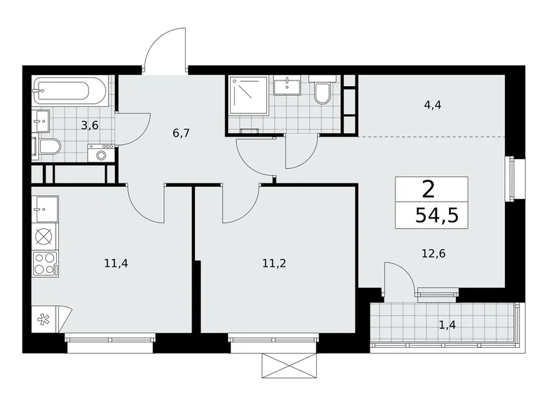 Apartamento 2 habitaciones 55 m² Kommunarka, Rusia