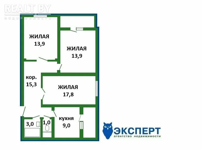 3 room apartment 78 m² in Minsk, Belarus