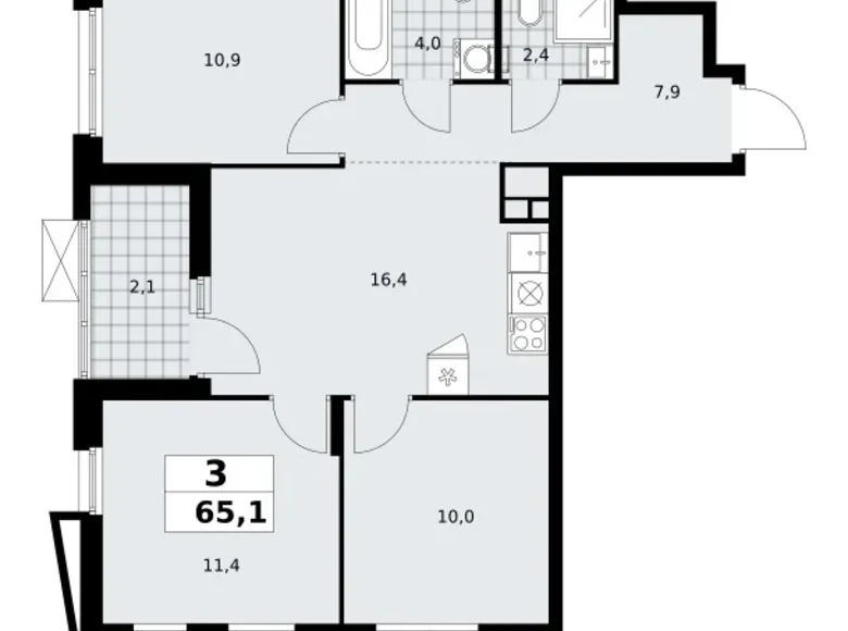 Mieszkanie 3 pokoi 65 m² Kommunarka, Rosja