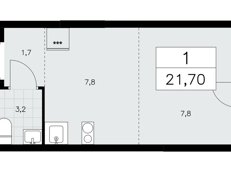 Квартира 1 комната 22 м² район Коммунарка, Россия