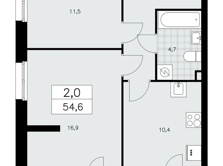 Квартира 2 комнаты 55 м² Красное Село, Россия