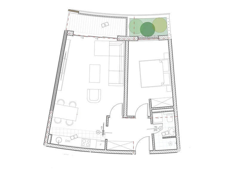 Квартира 1 комната 59 м² Boreti, Черногория