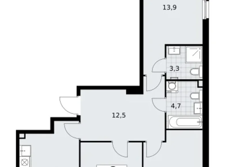 Квартира 3 комнаты 72 м² район Троицк, Россия