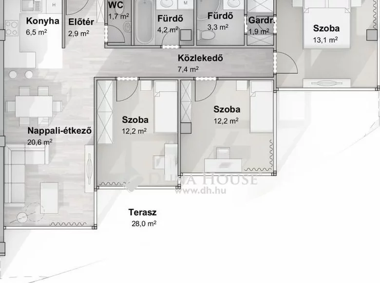 Apartment 2 bathrooms 88 m² in Csongrád-Csanád, Hungary