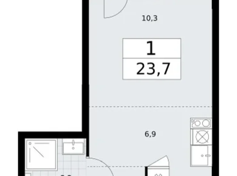 Apartamento 1 habitación 24 m² Vnukovo, Rusia