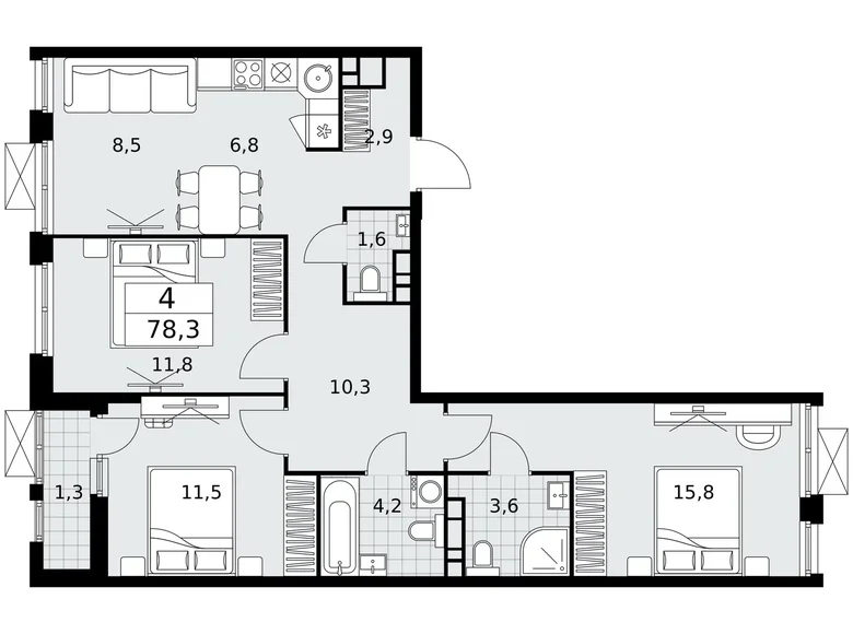 Apartamento 4 habitaciones 78 m² Kommunarka, Rusia