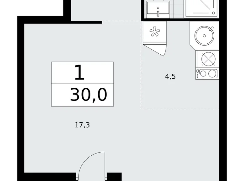Mieszkanie 1 pokój 30 m² Kommunarka, Rosja