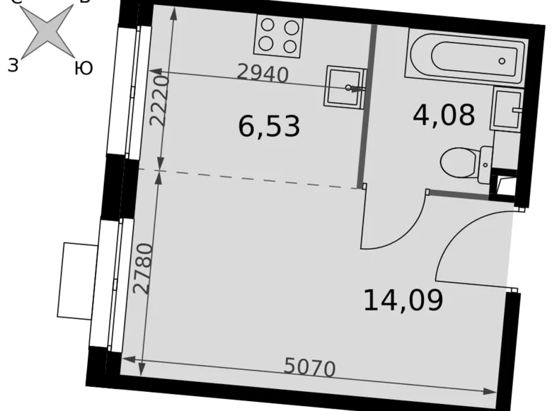 Студия 1 комната 25 м² Москва, Россия