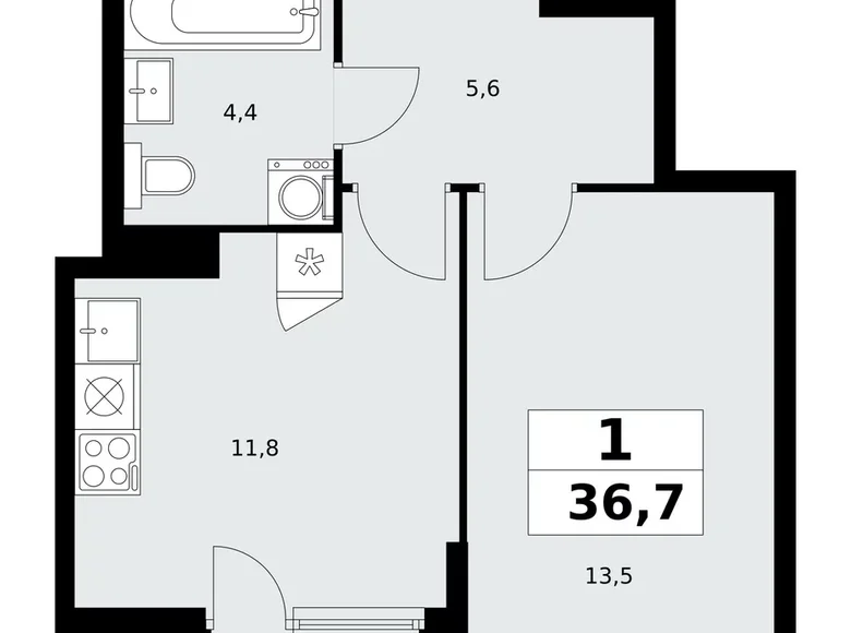 Wohnung 1 zimmer 37 m² Kommunarka, Russland