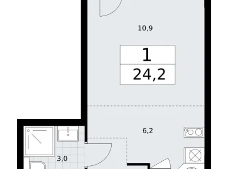 Wohnung 1 zimmer 24 m² Wnukowo, Russland