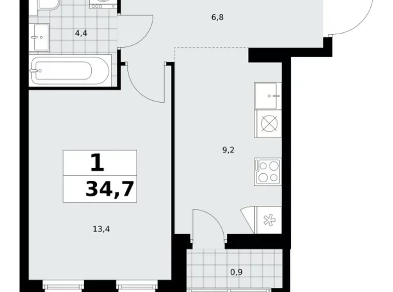 Mieszkanie 1 pokój 35 m² Kommunarka, Rosja