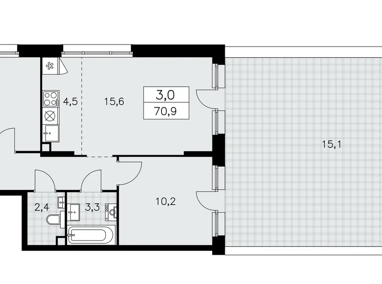 Mieszkanie 3 pokoi 71 m² Kommunarka, Rosja