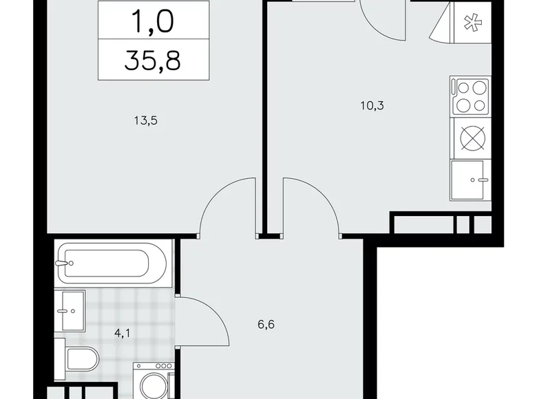 Apartamento 1 habitación 36 m² Kommunarka, Rusia
