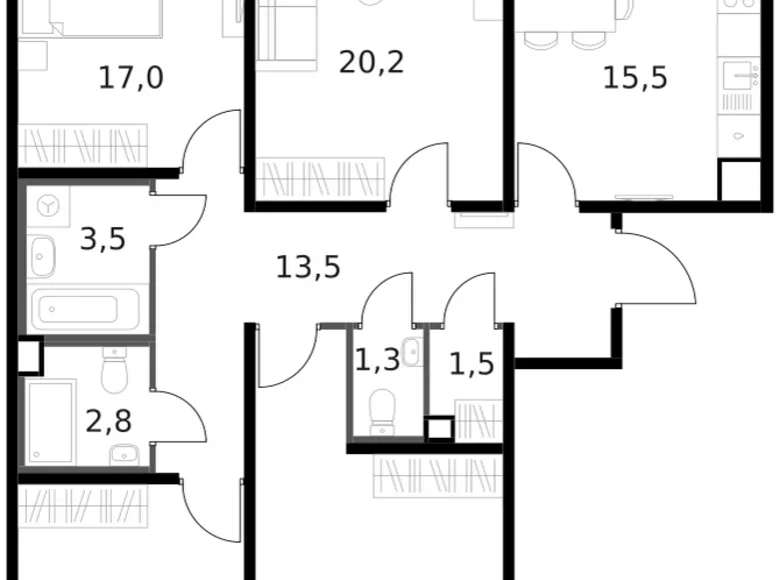 Apartamento 4 habitaciones 110 m² Moscú, Rusia