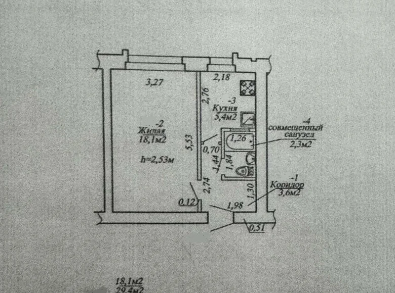 1 room apartment 29 m² Homyel, Belarus
