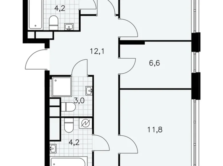 3 room apartment 101 m² Moscow, Russia