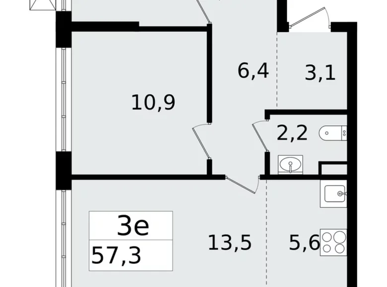 Квартира 3 комнаты 57 м² Всеволожск, Россия