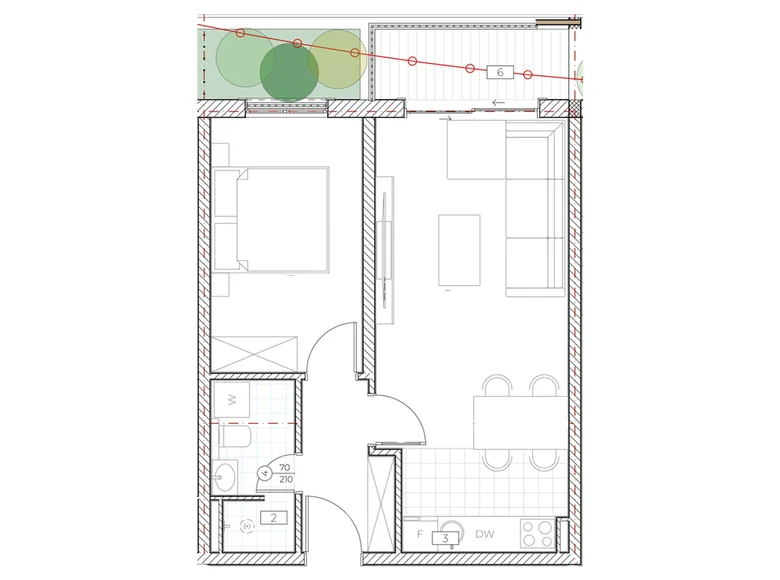 Mieszkanie 1 pokój 46 m² Boreti, Czarnogóra