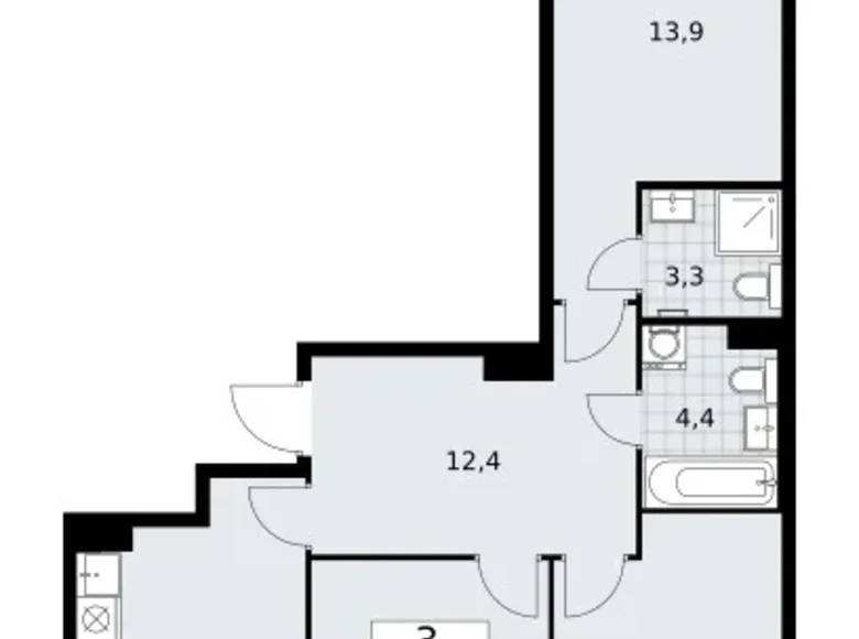 Квартира 3 комнаты 72 м² район Троицк, Россия