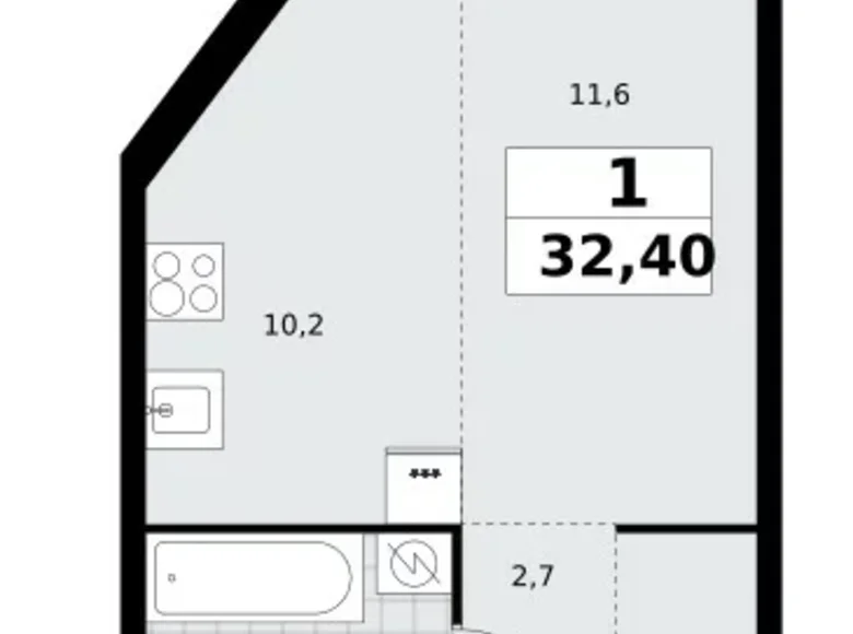 Wohnung 1 zimmer 32 m² Moskau, Russland
