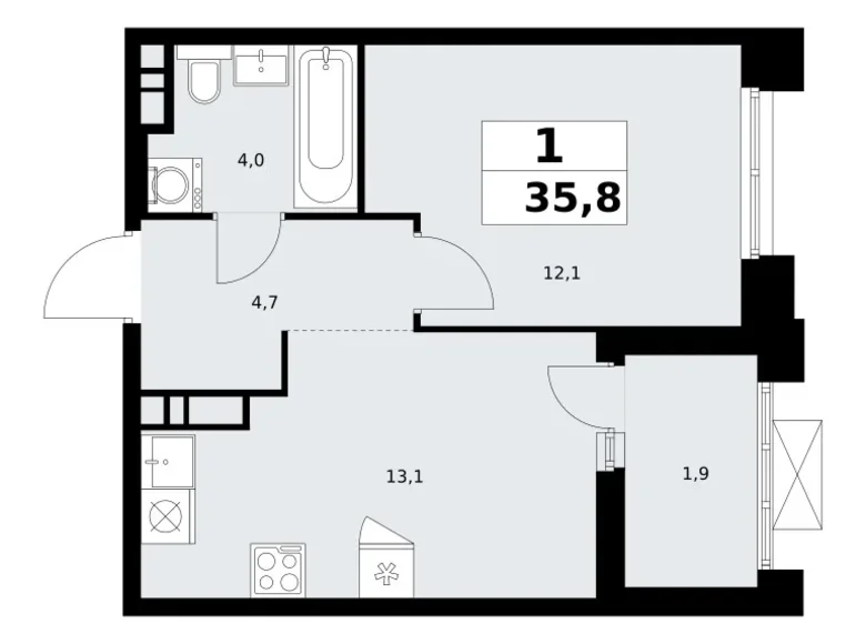 Mieszkanie 1 pokój 36 m² Kommunarka, Rosja