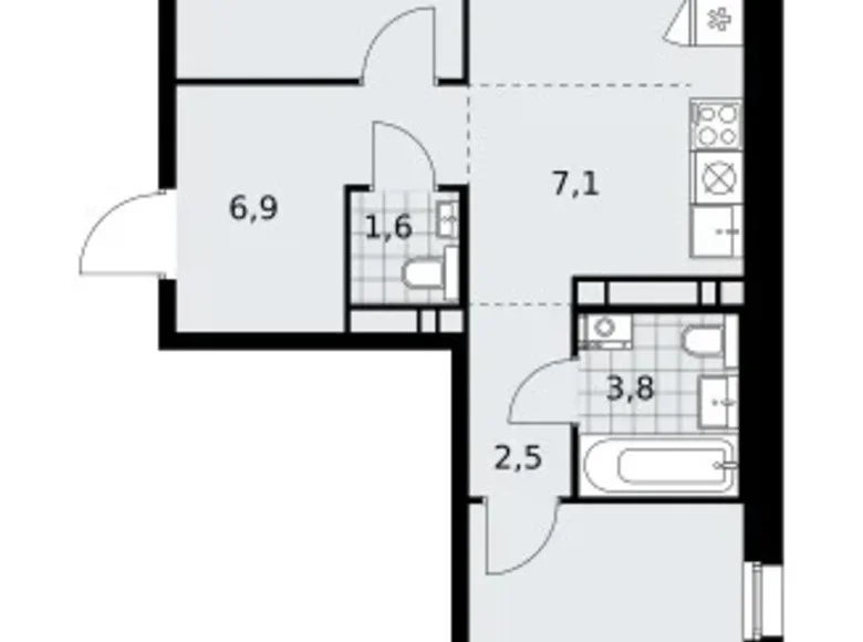 3 room apartment 60 m² Kommunarka, Russia