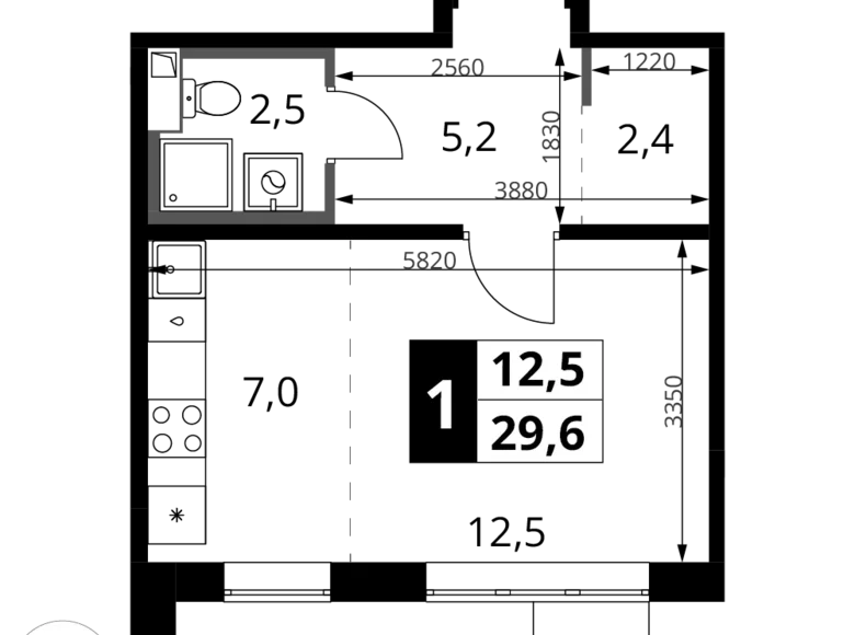 Studio 1 chambre 30 m² Khimki, Russie