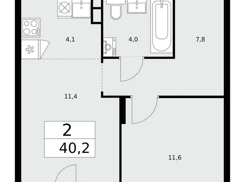 Квартира 2 комнаты 40 м² район Троицк, Россия