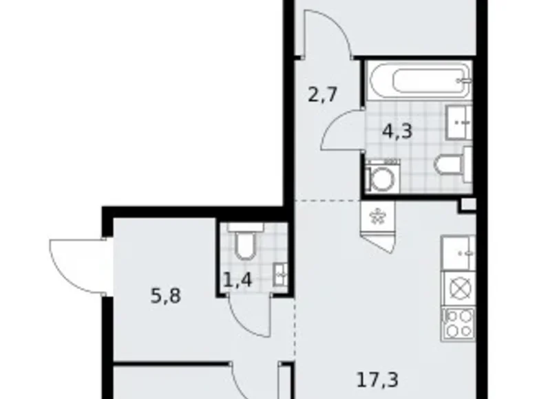 Wohnung 2 zimmer 58 m² Troizk, Russland