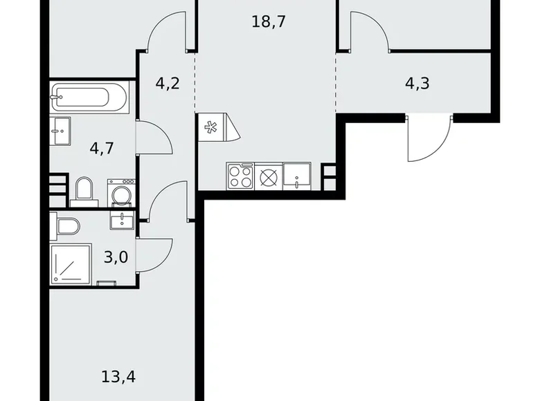 Mieszkanie 3 pokoi 72 m² Kommunarka, Rosja