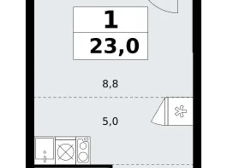 Appartement 1 chambre 23 m² Kommunarka, Russie