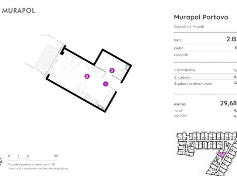 Wohnung 1 zimmer 30 m² Danzig, Polen