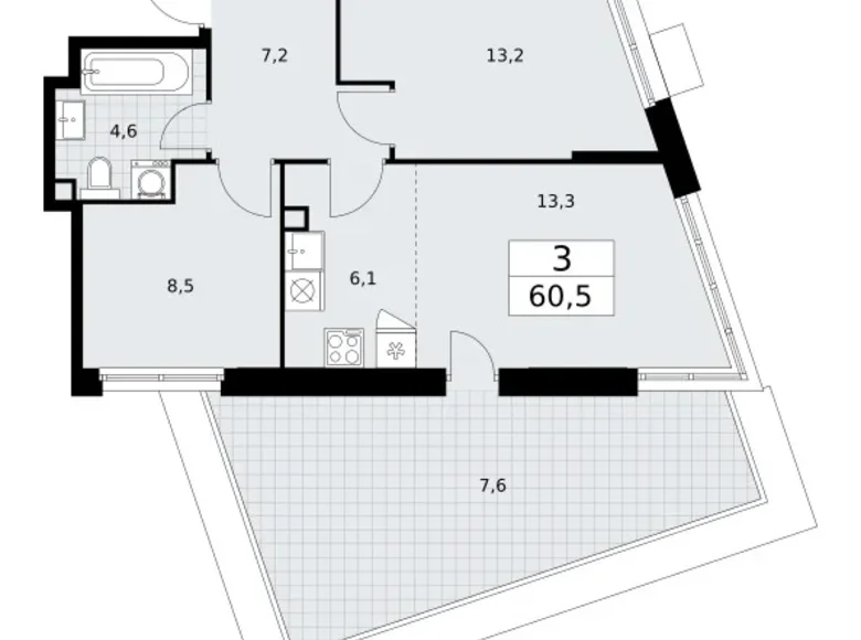 Apartamento 3 habitaciones 61 m² Vnukovo, Rusia
